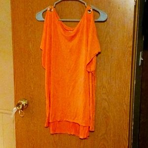 Orange cold shoulder westbound blouse